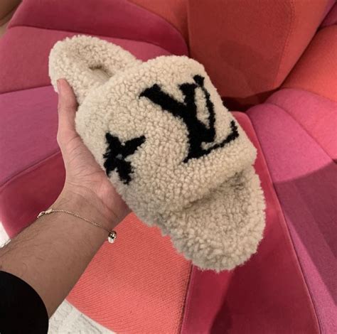 louis vuitton slippers fur|Louis Vuitton shearling slippers.